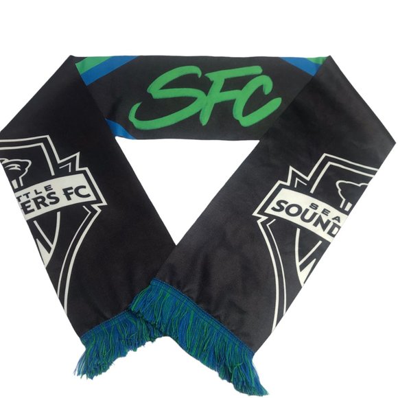 Seattle Sounders Scarf Blue Green Black Stripe SFC New - Picture 1 of 8